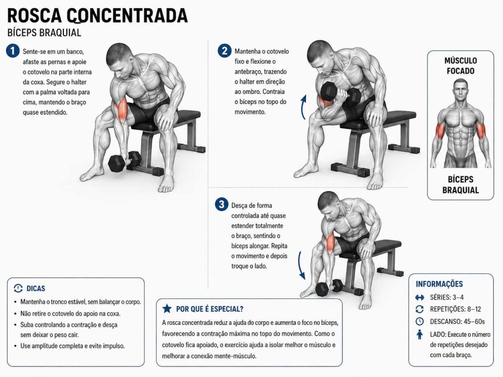Os 9 melhores exercícios de bíceps para hipertrofia (Guia completo 2026)